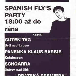 Plakátek zvoucí na Strahovskou klubovou párty v  září 1993.