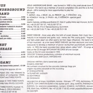 JESUS UNDERGROUND BAND / SWEET DISEASE / ORIGAMI - CD, 1995